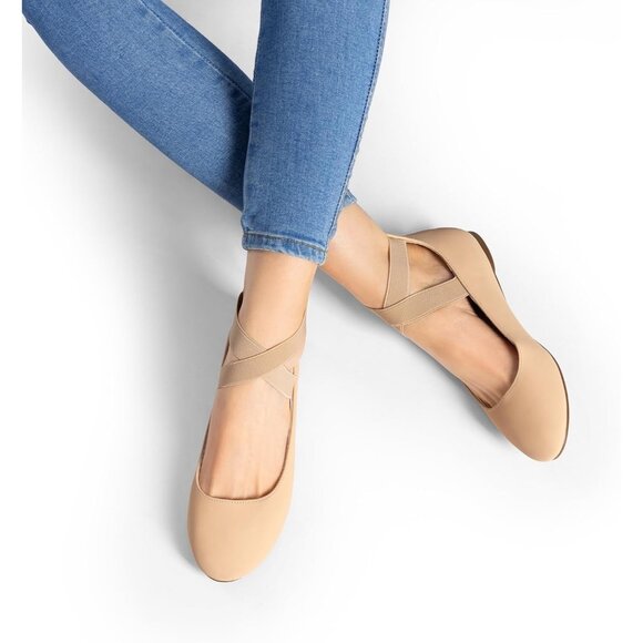 Dream Pairs Women Nubuck Faux Suede Flats Comfortable Elastic Ankle Straps Shoes - Picture 6 of 7